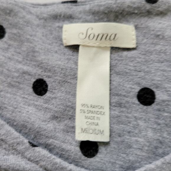 Soma Size M Casual Polka Dot V-Neck Lounge Wear House Dress Grey Casual Comfy - Picture 5 of 11